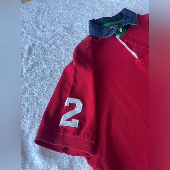Vintage Mens Polo Ralph Lauren Polo Shirt Big Pony Long Tail Rugby Style, Red XL - Picture 5 of 7